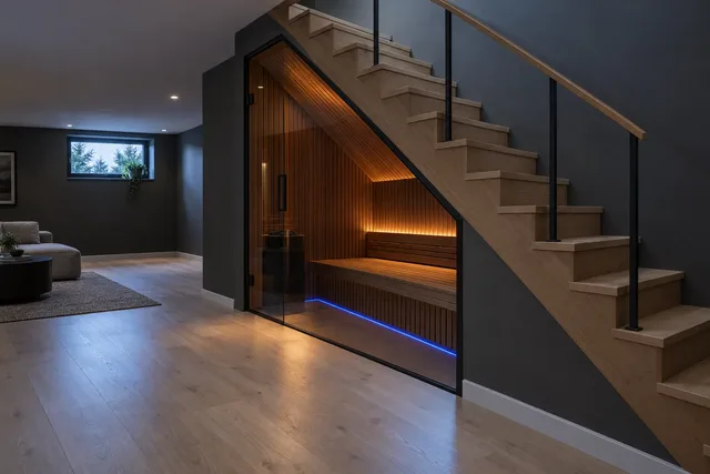 Space Saver™ Under-Stair · Glass Front — NexGen Sauna
